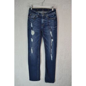 Miss Me Women's 26 Dark Wash Skinny Distressed Ankle Straight Jeans
